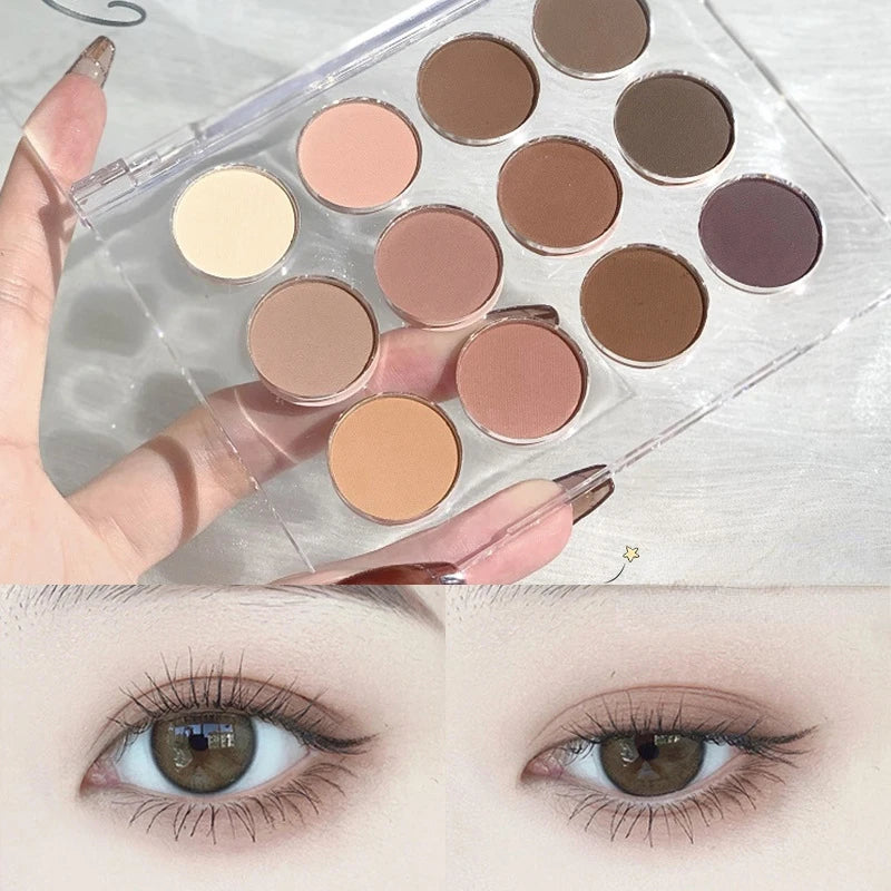 Glitter 12 Color Eyeshadow Palette Makeup Long-lasting Matte.