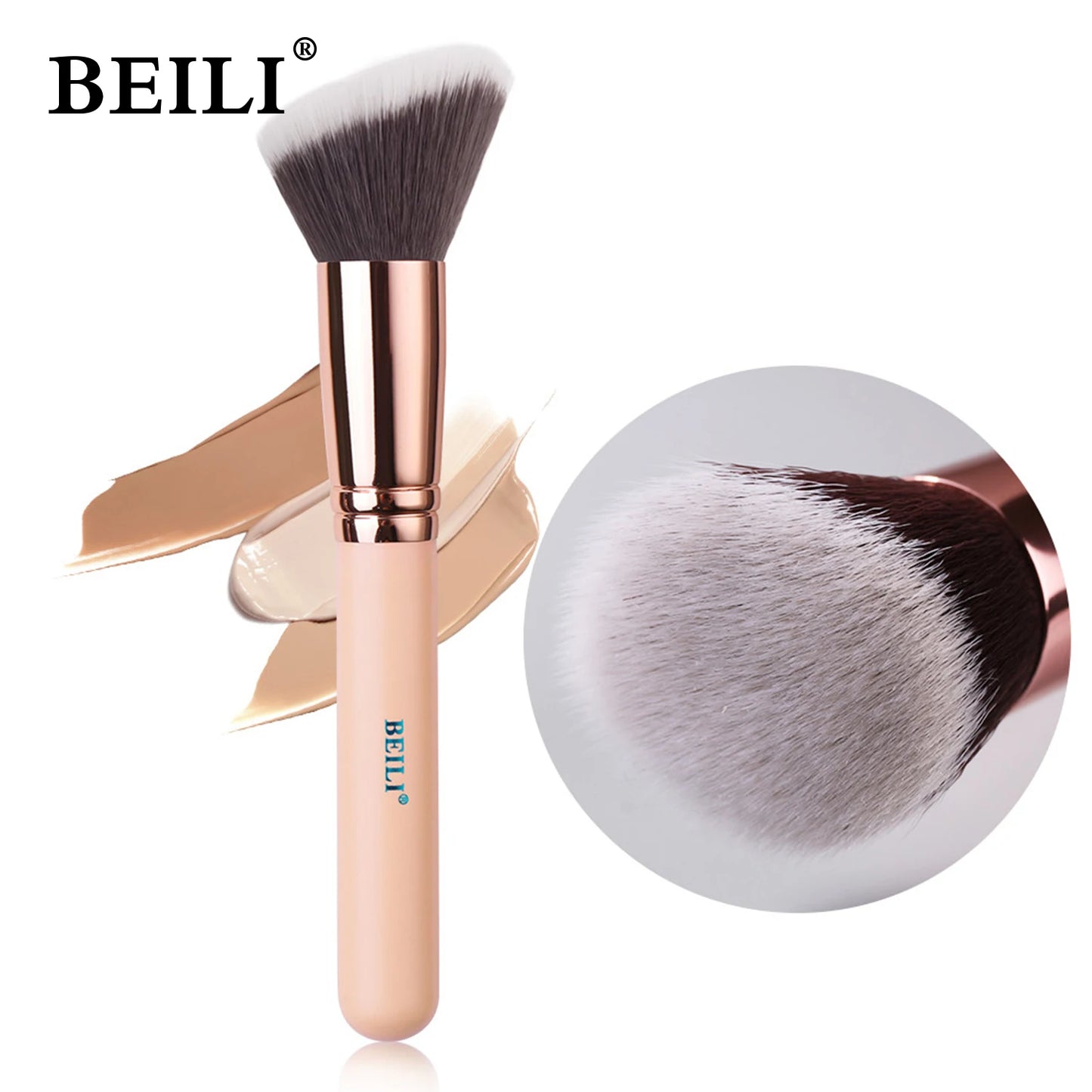 Foundation Makeup Brushes Powder Blush Contour Concealer Synthetic Hair Professional Single Black/Pink Face Makeup Brush